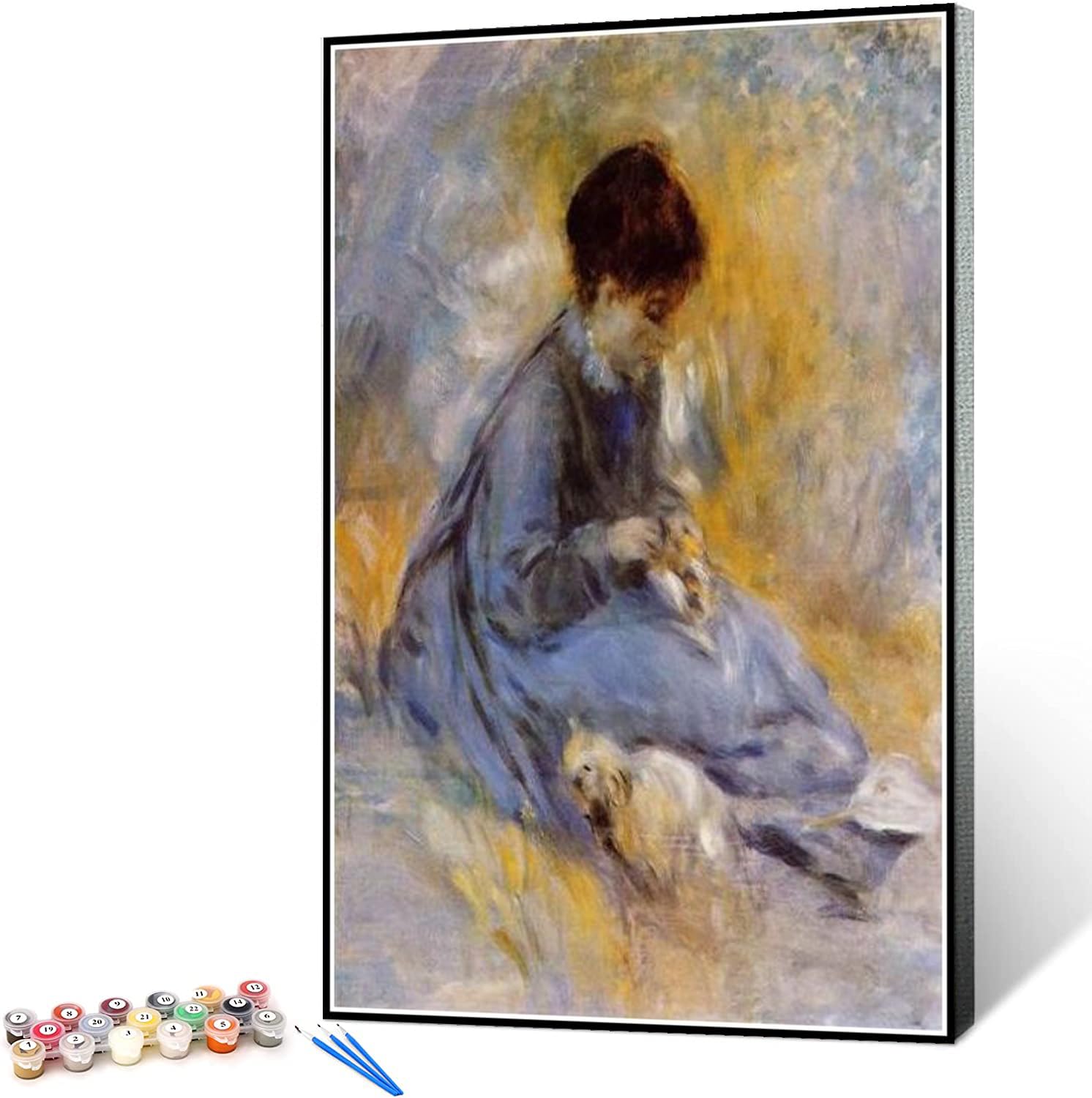 ルノワール 油彩画 犬と少女 #1406 ルノワール 油彩画 犬と少女 #1406