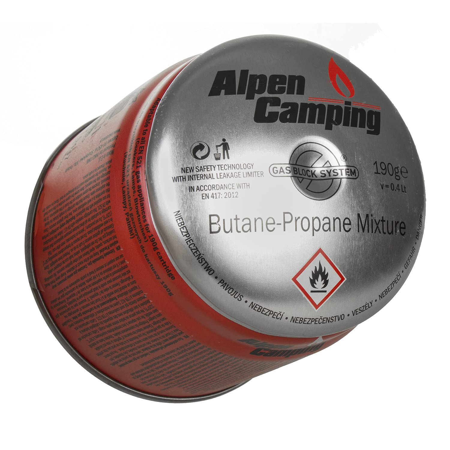 Alpen Camping 48x 400 ml 190g Gaskartusche Propan-Butan Stechkartusche für Gaskocher Campingkocher Bunsenbrenner Lötbrenner EN417 Gas Block System (48 Stück)