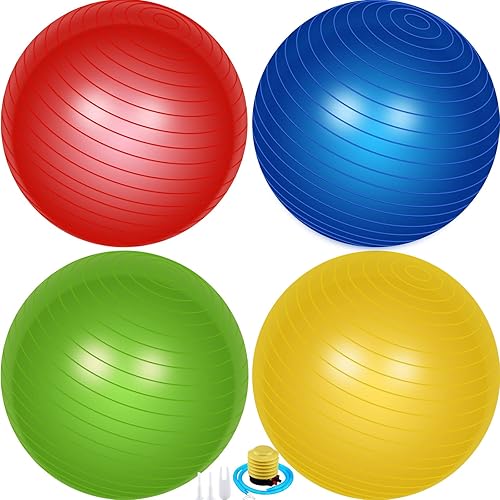 Miniatura 1 de Leyndo Pelota de ejercicio de yoga, pilates, embarazo, parto, fitness, con bomba rápida, antiestallido para mejorar la postura, equilibrio, yoga,