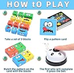 Wooden Face Changing Magic Cube Game, Expression Puzzle Building Blocks Pattern Matching Game, Educational Puzzles Toy Board Games for Kids and Adults with Bell