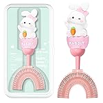 ZMRZ U-Shaped Toothbrush for Kids Ages 2-7Soft Food-Grade Silicone for Sensitive Gums360 Teeth Cleaning DesignTraining & Travel-Friendly Toddler\'s Toothbrush (Pink)