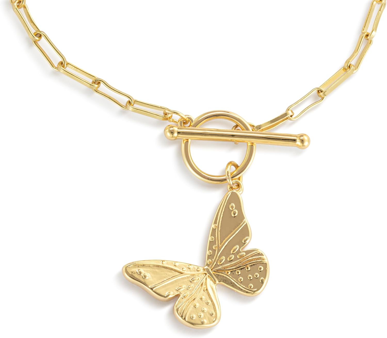 DEMDACO Women's Everyday Fashion Bracelet, 6.5 Inch Gold-Plated, Butterfly Toggle - Image 2
