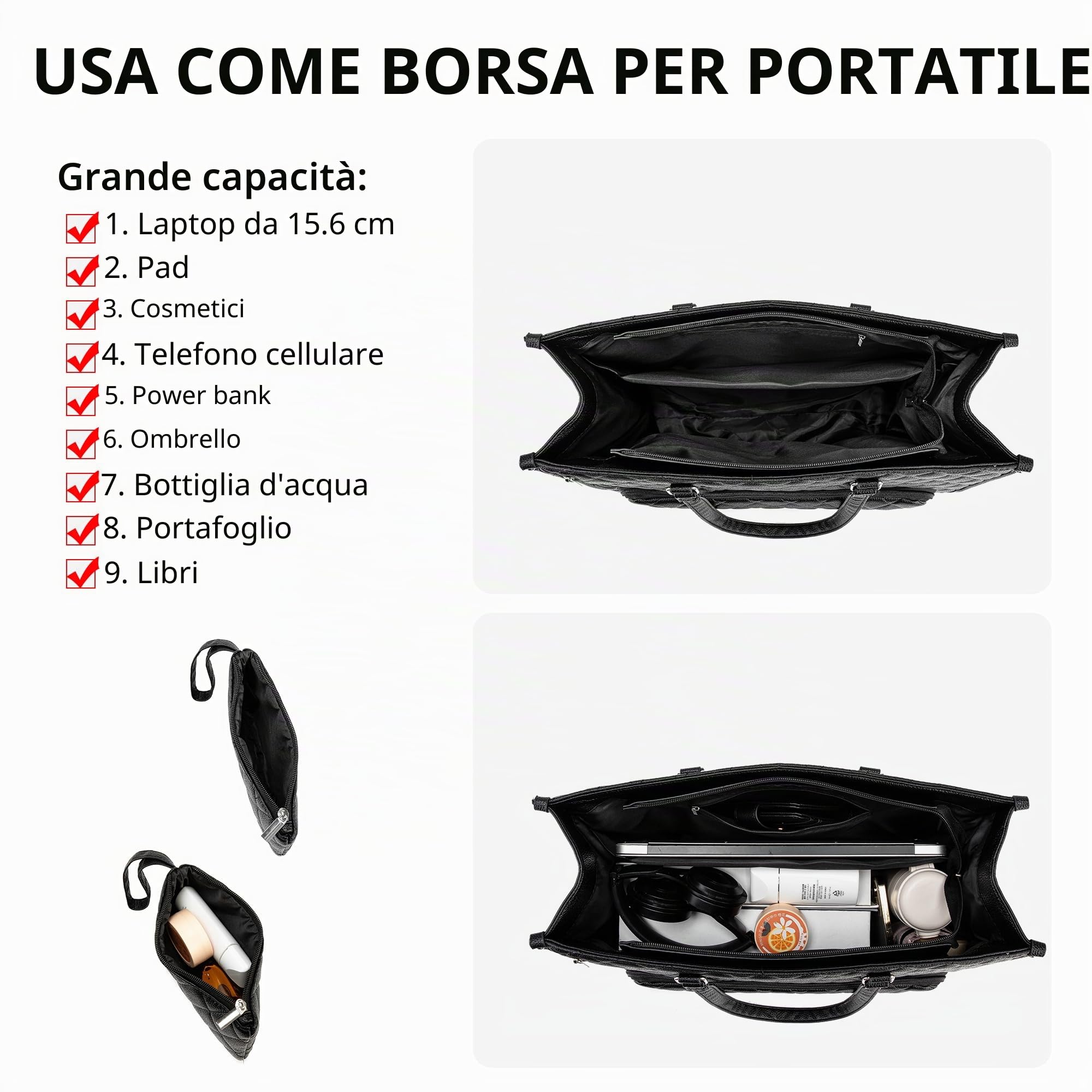 ROYALFAIR Borsa per il pranzo da donna, 2 in 1, con scomparto frigo e borsa da 15,6 pollici, grande borsa da lavoro per ufficio, lavoro e università