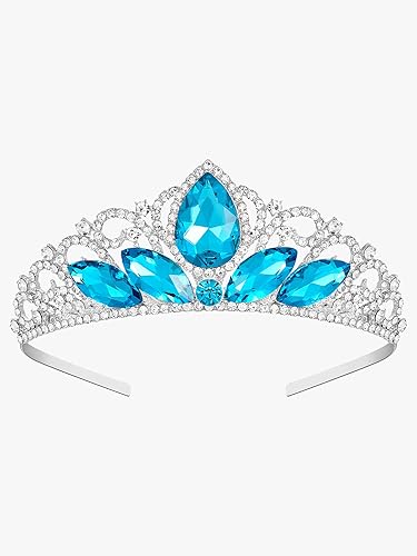 Miniatura 5 de SWEETV Tiara de princesa para niñas pequeñas, diadema de tiara de cumpleaños para niñas, corona de flores para niñas, disfraz de Halloween,