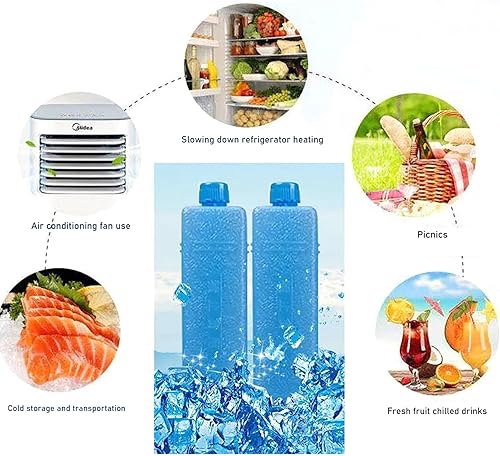 Miniatura 4 de Ventilador pequeño, paquetes de hielo, 4 unidades de bloques de congelación de larga duración, reutilizables, portátiles, refrigeradores, paquetes