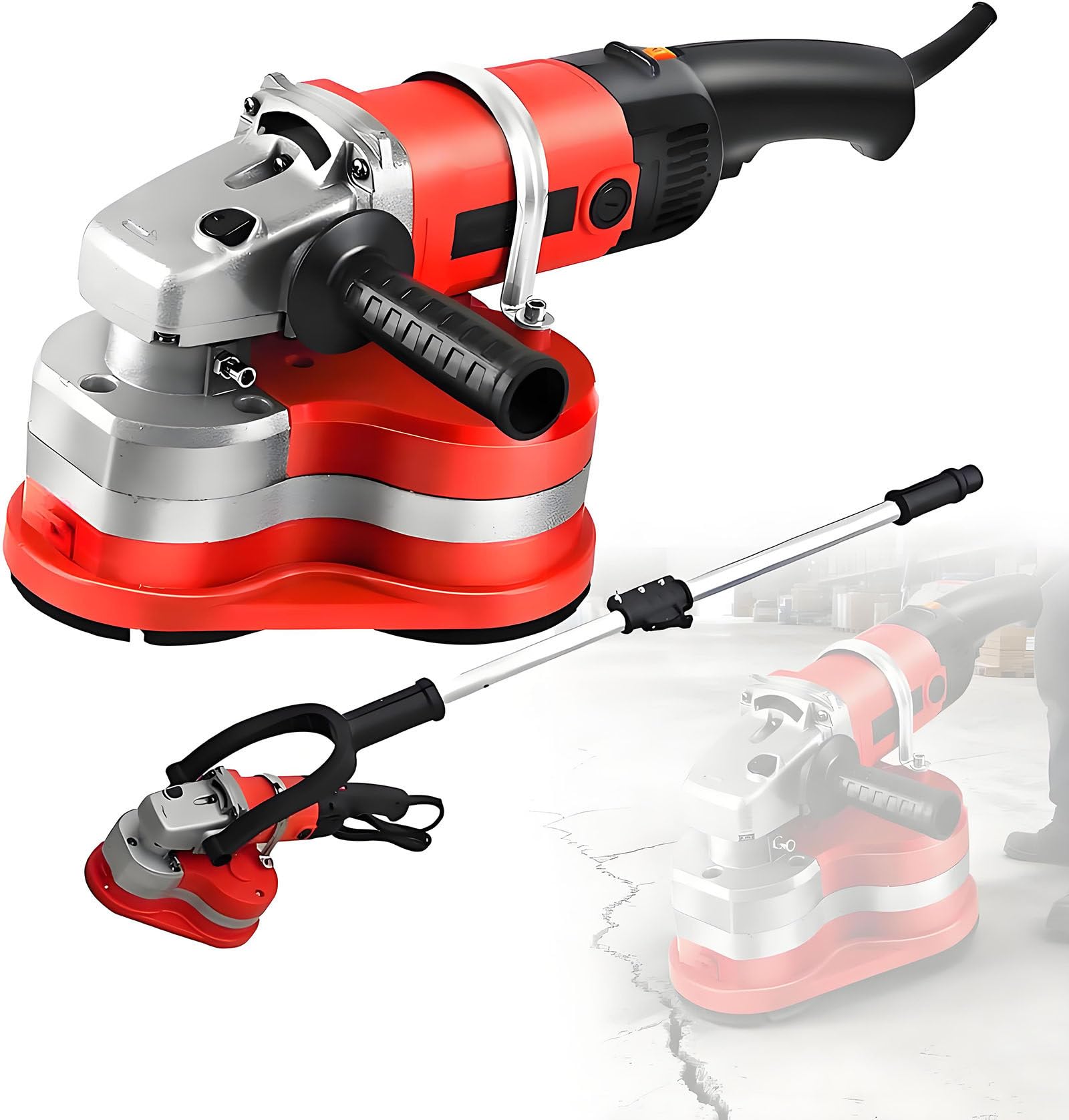 Drmoxin New Upgrade 3-Head Concrete Grinder Set,Concrete Floor Grinder, Concrete Surf-aces Planer with 6 Speed Control, Shroud for Grinding Concrete Cement Marble Granite Withpole