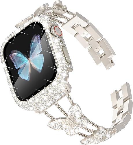 Wingle Starlight - Correas para Apple Watch de 1.575 pulgadas para mujer, iWatch Series 6, 5, 4, SE, pulsera de cristal de diamantes de imitación, disponible en Yaxa Peru