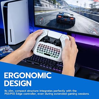 Mcbazel Wireless Mini Keyboard for PS5 DualSense & Edge Controller, Bluetooth Chatpad with Dynamic RGB Backlight, Built-in Speaker & 3.5mm Audio Jack, Rechargeable Message Keypad for PlayStation 5