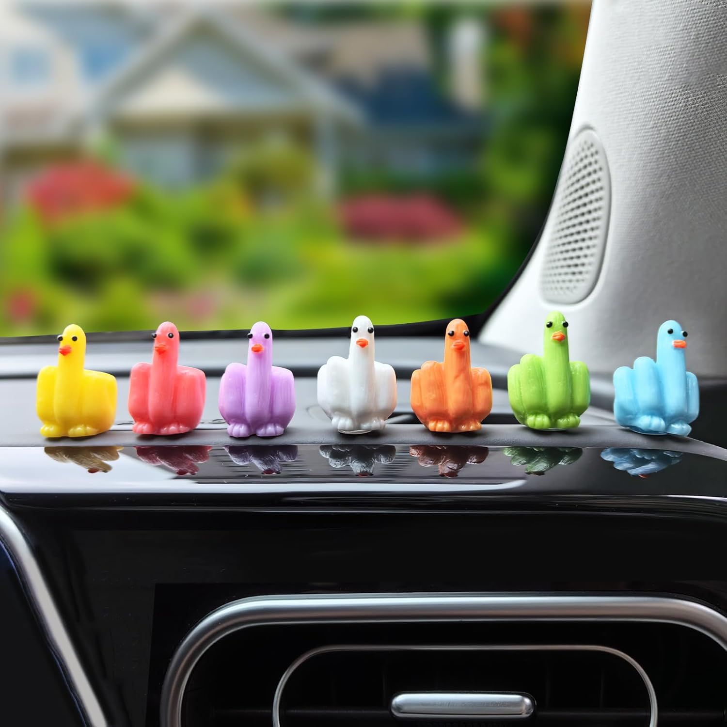 Funny Mini Ducks Colorful Tiny Resin Ducks Figurine Fun Fingers Design Miniature Ducks for Hiding and Seek Prank, Little Ducks to Hide for Dollhouse Office Car Accessories Decor, H 1.06in (35PCS) - Image 3