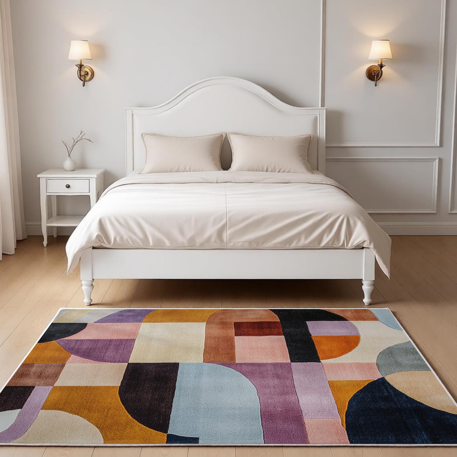 Tappeto Lavabile 160 x 230 cm Modelli geometrici astratti Tappeto Soggiorno Morbido Antiscivolo marrone Pelo Corto per Camera e Sala da Pranzo