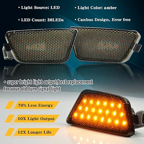 Miniatura 2 de Luz de Señal Lateral de Parachoques Frontal para Chevy Cruze 2011 2012 2013 2014 2015 Certificado DOT GM2551198N 42334144 42334145 (Lente Ahumada