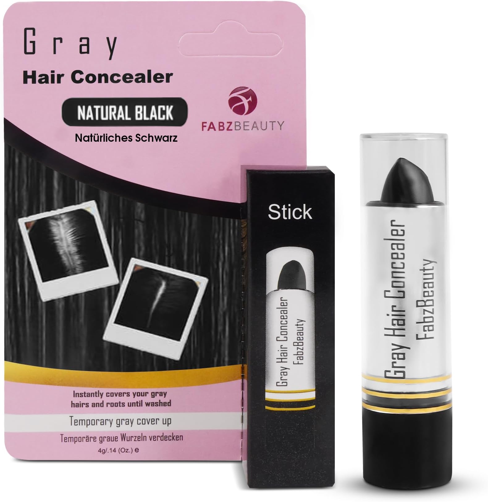 Root Touch Up Stick for Women & Men | Easy Hair Root Colour Touch Up for Grey Coverage, Long-Lasting Hair Colour with Magic Retouch, Natural & Quick Application (Natrual Black)