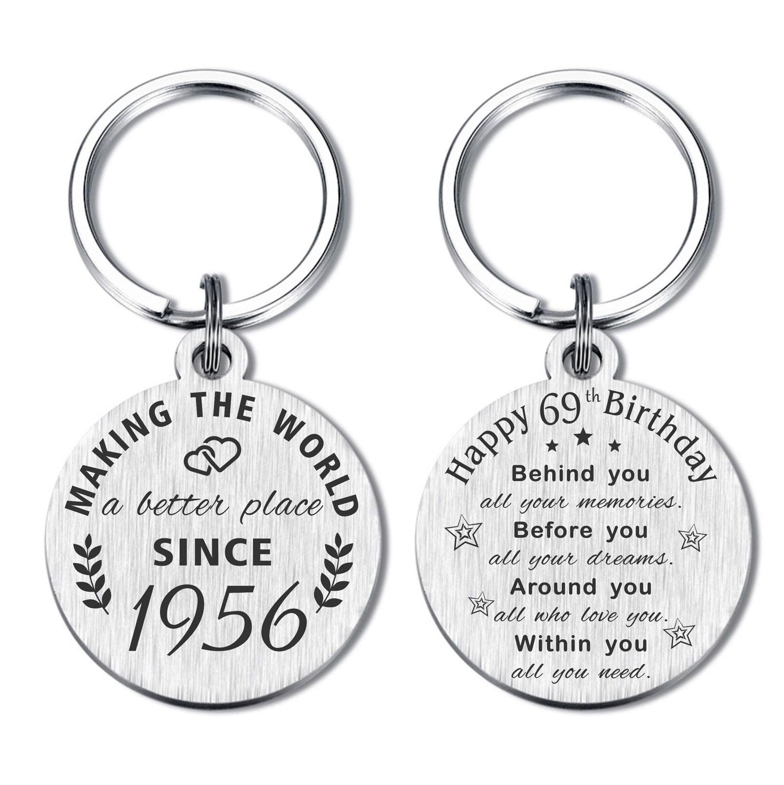 ABNTY 69th Birthday Gifts for Women Men, 69 Year Old Birthday Keychain, Born in 1956 Gifts, 1956 Birthday Decorations
