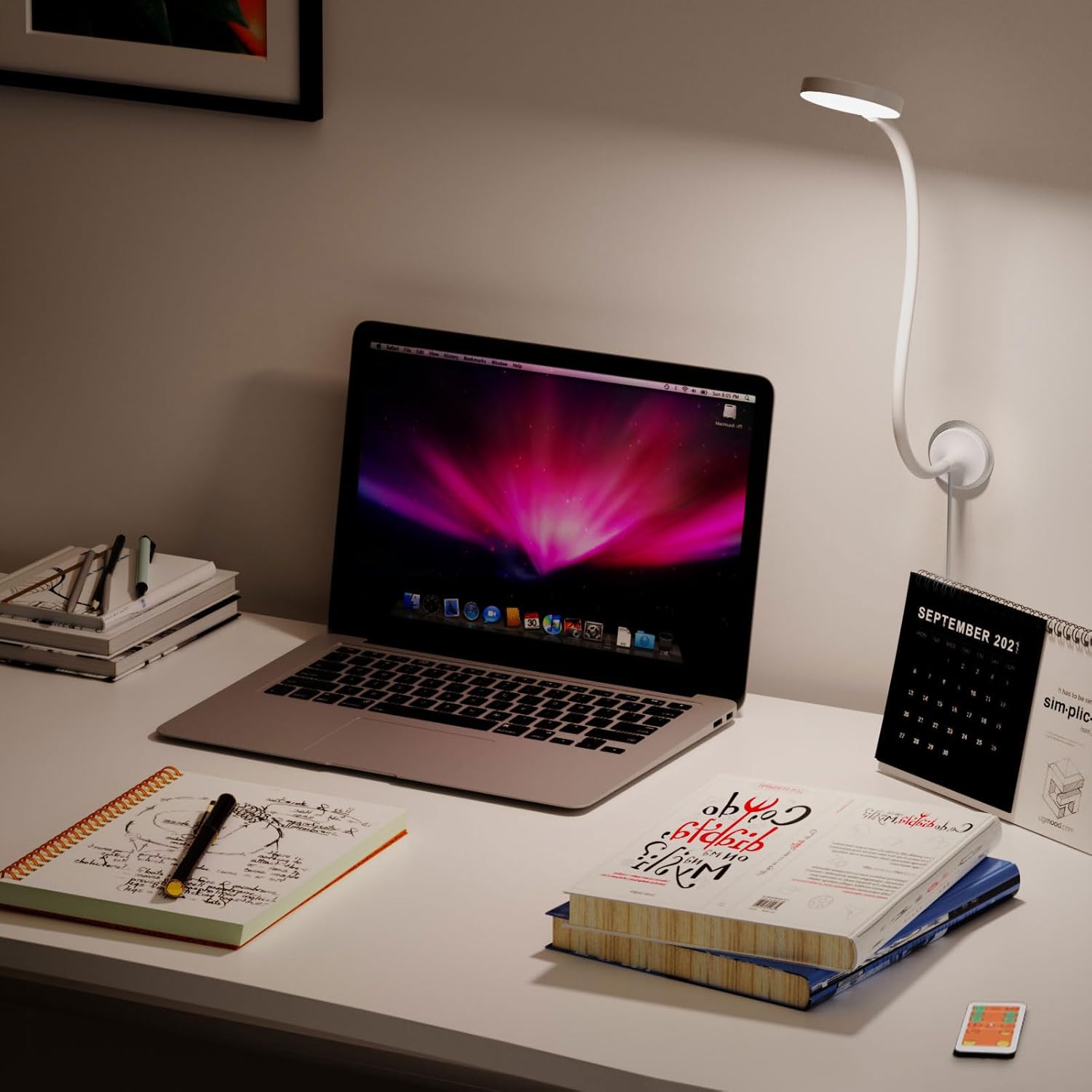 ENUOTEK LED Wall Mounted Reading Light, Bedside Book Light for Bed with Magnet and Wireless Remote Control, White Flexible Reading Lamp for Bedroom, Step or Stepless Dimmable Lighting, Timer Auto Off