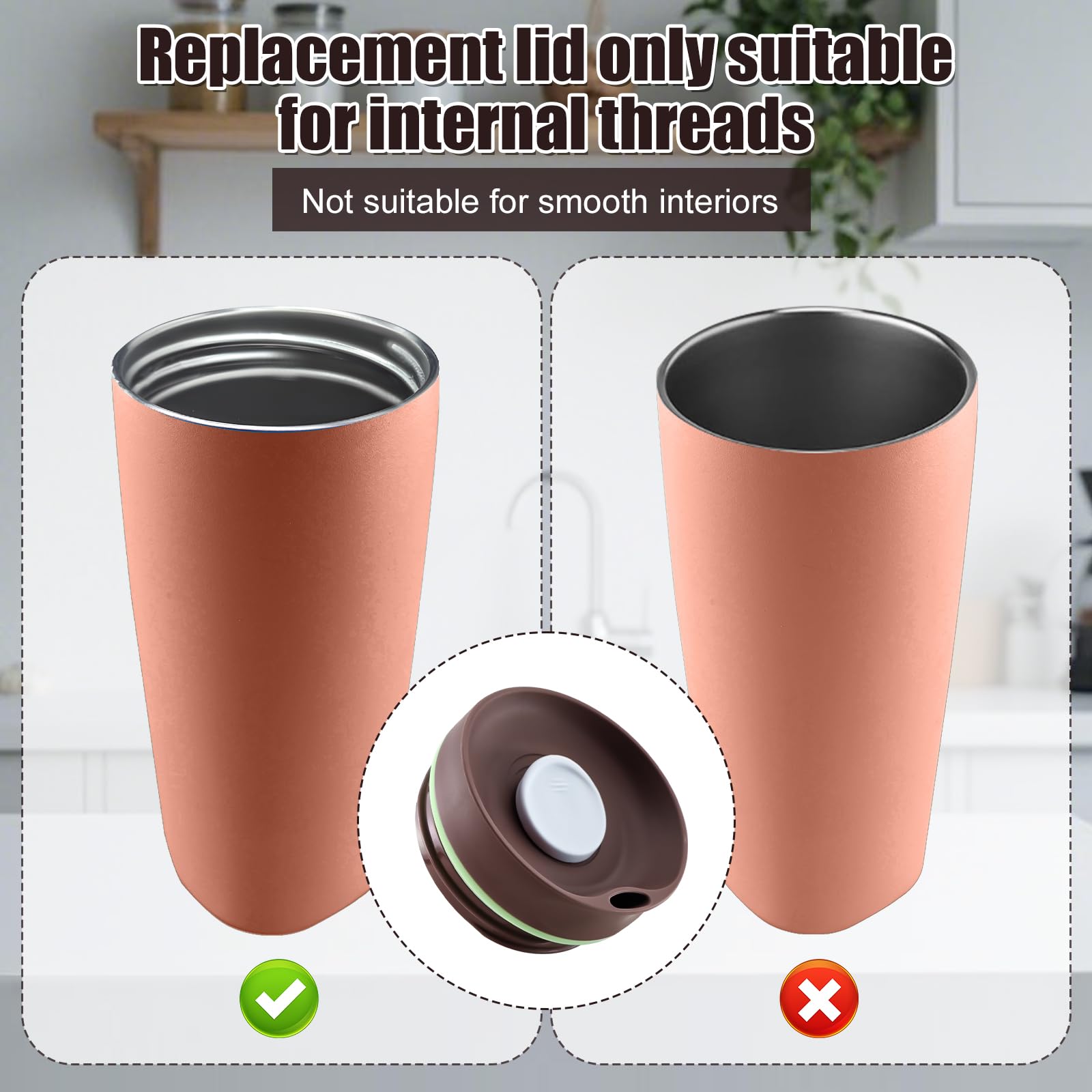Ersatzschieberdeckel für Owala SmoothSip 590 ml & 340 ml, obere Abdeckung, kompatibel mit Owala Kaffeebecher, Kaffee-Reisebecher, auslaufsicheres Zubehör, BPA-frei (Hellbraun)
