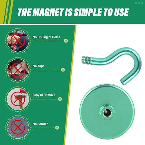 Miniatura 5 de Neosmuk Ganchos magnéticos resistentes, imanes fuertes con gancho para refrigerador, ganchos industriales súper resistentes de neodimio para colgar,
