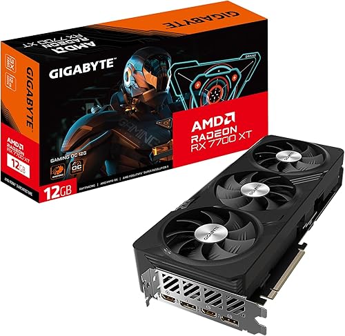 GIGABYTE Tarjeta gráfica Radeon RX 7700 XT Gaming OC 12G, 3 ventiladores WINDFORCE de 12 GB 192 bits GDDR6, tarjeta de video GV-R77XTGAMING OC-12GD