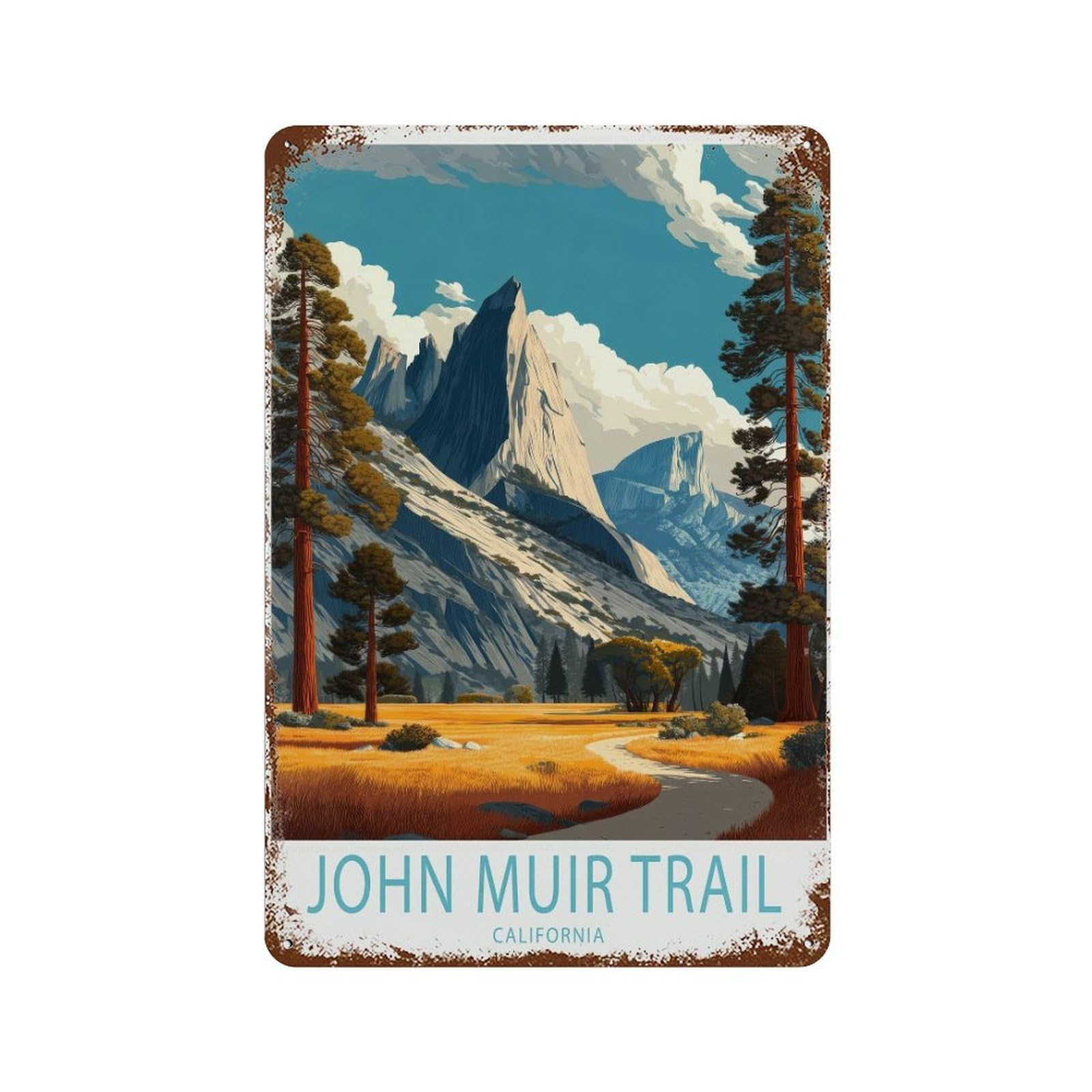 xiaoxiaoshen John Muir Trail Travel Sierra Nevada California Wall Decor Art Metal Tin Poster Modern Home Decor Art Home Bar Shop Decorations Vintage Sign 30x20cm