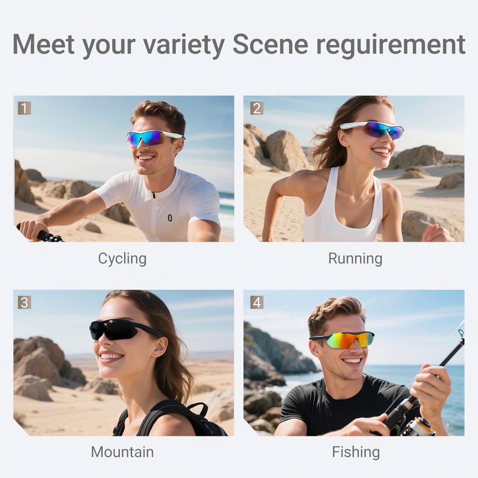 Gafas de sol polarizadas con Bluetooth para hombres y mujeres, protección UV, altavoces abiertos, micrófono integrado, gafas inteligentes deportivas para ciclismo, correr, béisbol, senderismo al