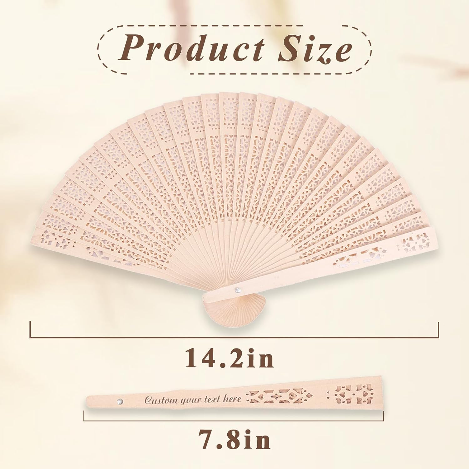 50Pcs Personalized Folding Hand Fans，Custom Engraved Text Wedding Wooden Fans for Party Favors Bridal Shower Wedding Gift for Guests Bulk (50)