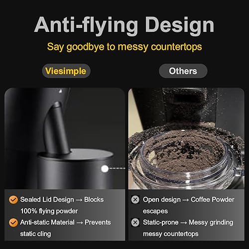 Miniatura 5 de Gen 4, molinillo de café de dosis única con taza dosificadora magnética, molinillo eléctrico de granos de café con diseño antiestático, molinillo de