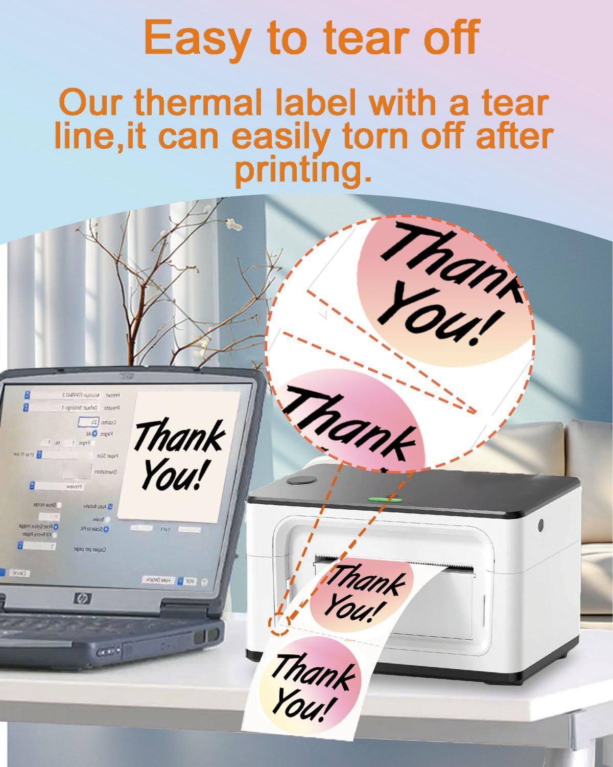 2 x 2 Round Thermal Labels, 2 inch Round Thermal Sticker Label for Business and Home, Circle Thermal Printer Labels for DIY Logo Design, Thanks Card, 500 PCS - Image 5