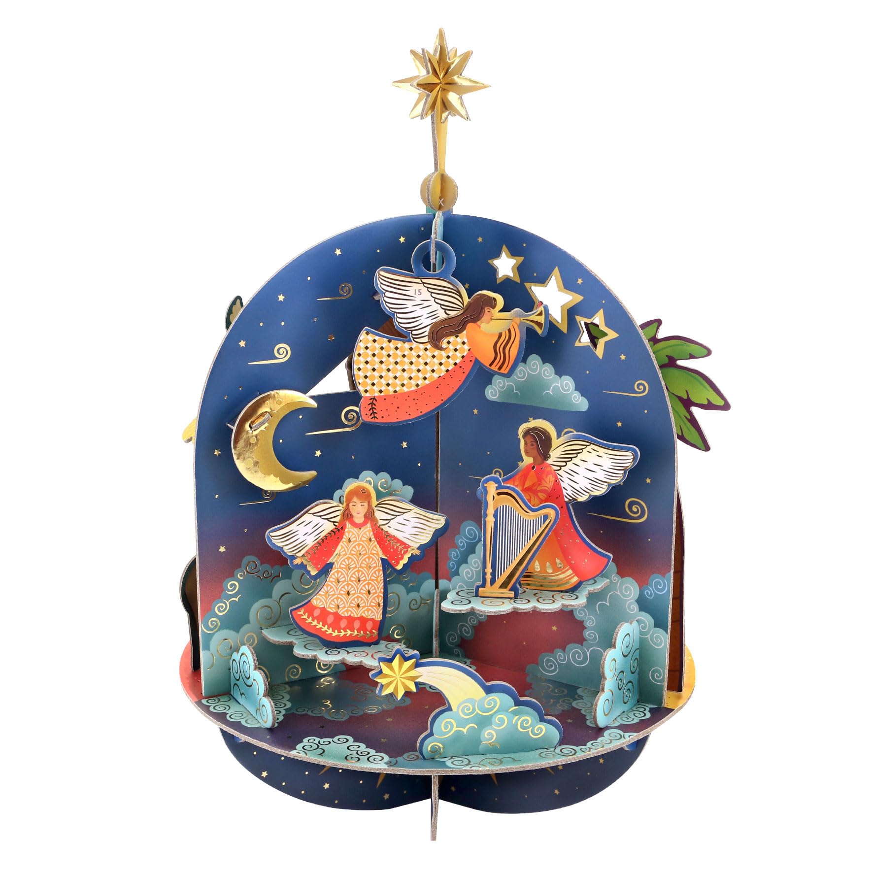 SANTORO Pop and Build Calendario dell'Avvento con conto alla rovescia per il presepe di Natale, pop-up 3D, 25 pezzi diversi per ogni giorno, regalo per bambini e adulti