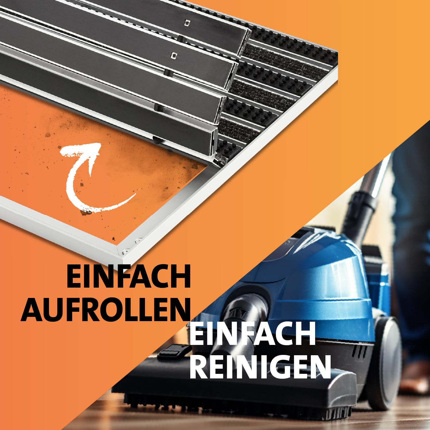 Eingangsmatte für Innen & Außen mit Bürste & Rips I Alu Türmatte in Fliesen I Einbau Fußmatte im Boden versenkt mit Rahmen Anthrazit 60 x 40 cm