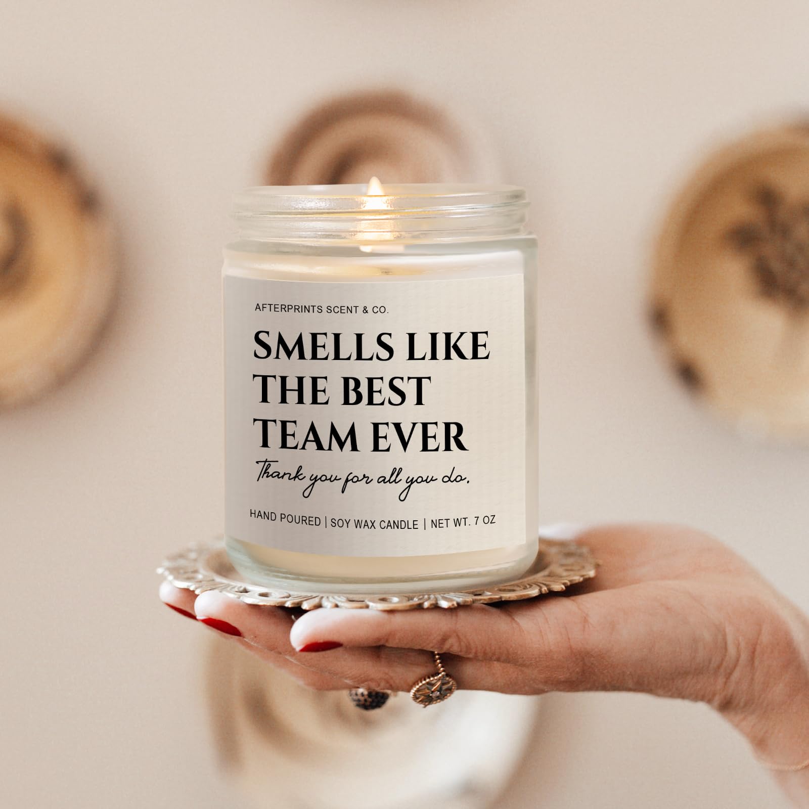 Afterprints Boss Gifts for Women Men, Best Team Ever Candle, Employee Appreciation Gifts, Team Appreciation, Christmas Farewell Gift for Coworker, Boss Lady, Staff, 7oz Lavender Scented Candles