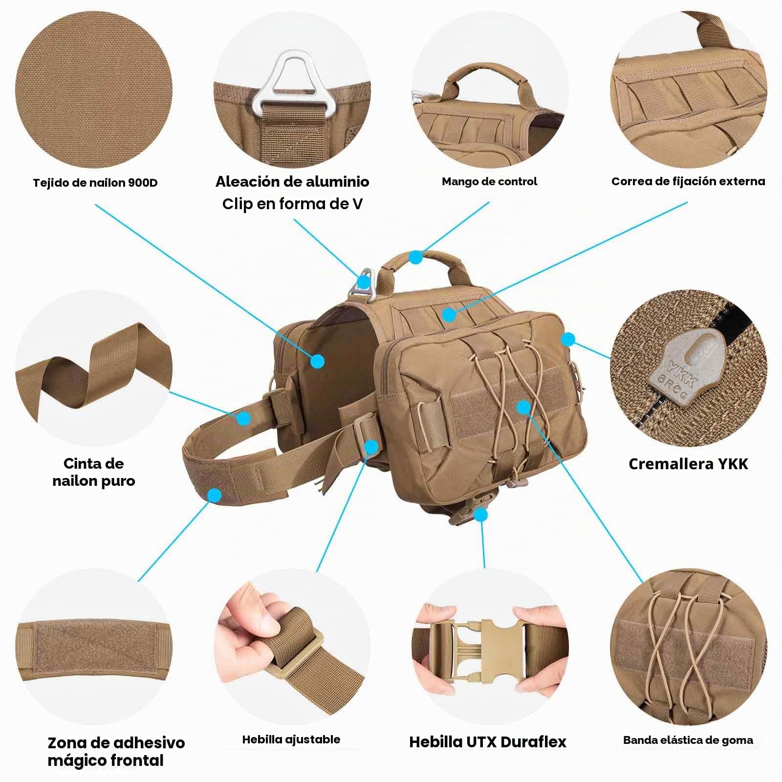 EXCELLENT ELITE SPANKER Mochila para Perro Hound Dog Saddle Bag para Viajes Camping Senderismo Perro Mediano y Grande con 2 Bolsillos Laterales de Gran Capacidad(COB-L)