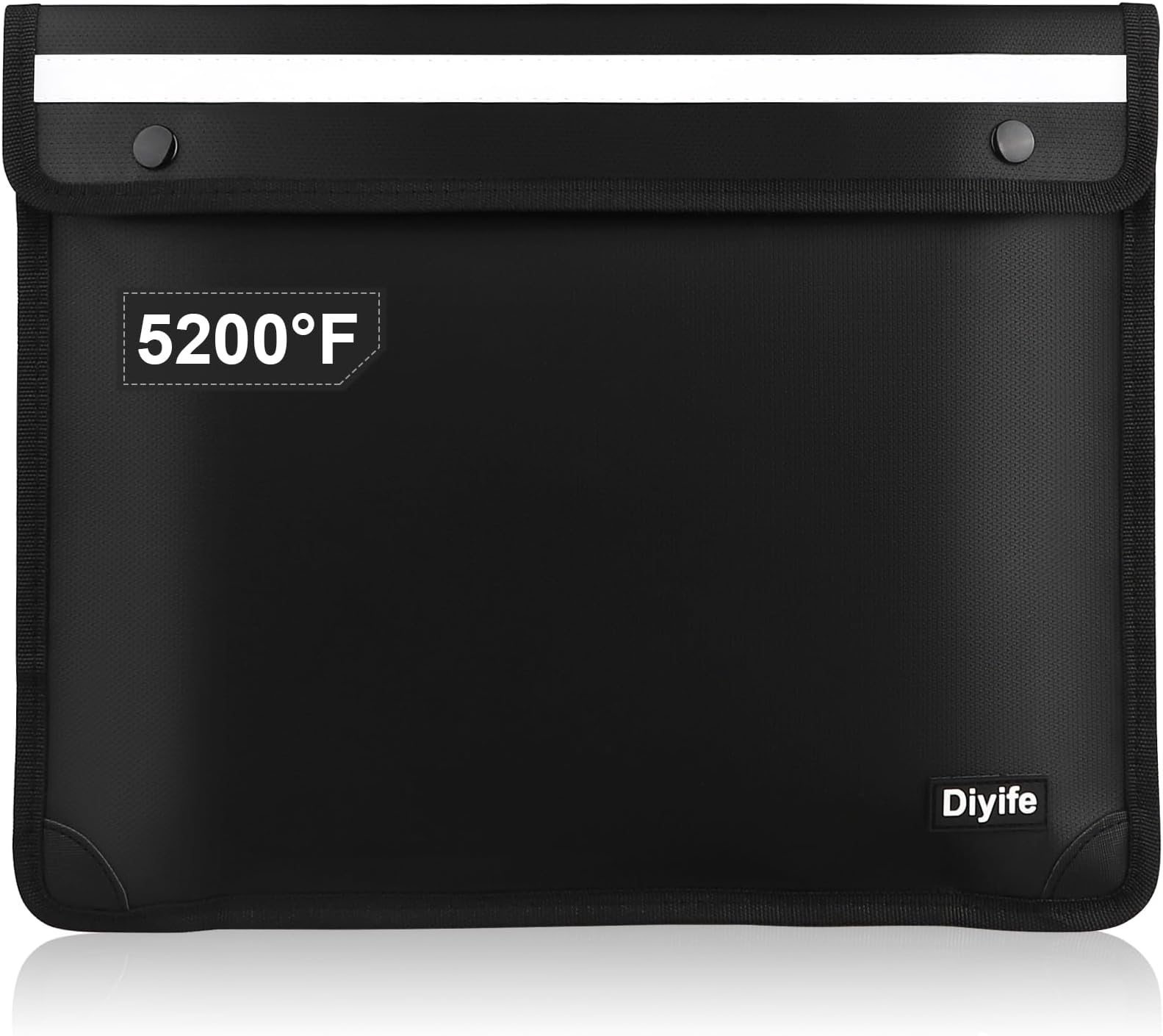 Fireproof Document Bag, [5200°F Fireproof & Waterproof] Diyife 15" x12" Silicone Coated Fire Safe Pouch, Large Capacity Money Bag with Night Reflective Strip for Documents Jewelry Valuables