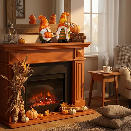 Miniatura 6 de 2 piezas de decoración de gnomos de otoño, mini gnomos de otoño, rayas, decoración de otoño para cosecha, día de Acción de Gracias, hogar, oficina,