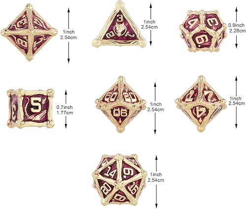 Miniatura 3 de DND - Juego de dados de metal poliédricos, juego de rol para juegos de Calabozos y Dragones, juego de dados de 7 piezas, juego de dados de torre de