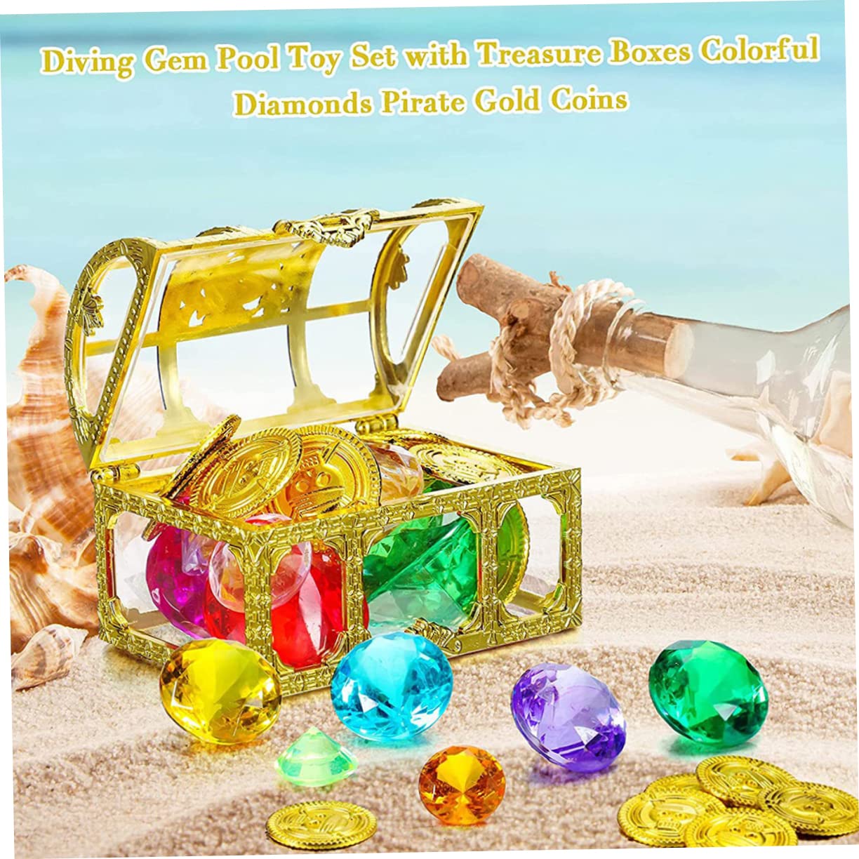 ibasenice 4sets Jouets De Piscine Gem Flotter Plonger Jouets De Plongée Piscine Coffre Trésor De Gemmes De Plongée Flotteurs pour La Piscine Jouer Piscine Gonflable Jeu Métal 20pcs * 4