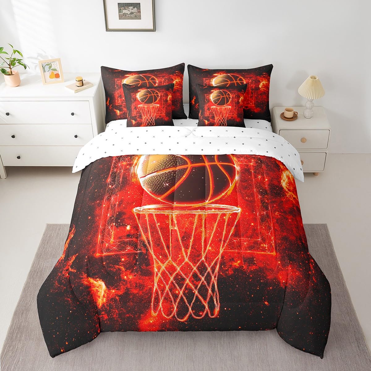 Parure de lit 7 pièces panier de basket au tissage haute densité