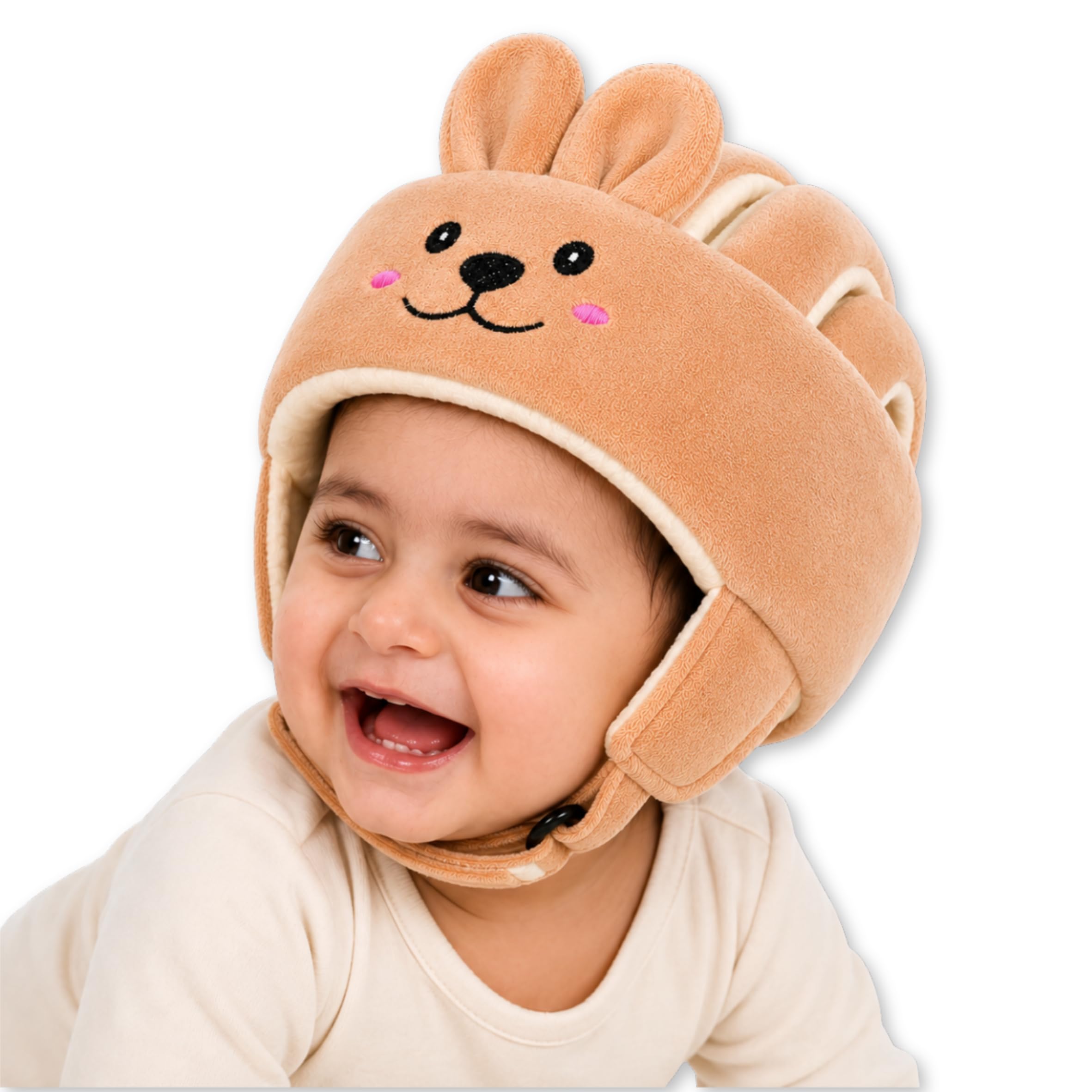 Cute Bunny Baby Head Protector Helmet for Crawling & Walking - Soft Adjustable Cushioned Head Guard for Infants & Toddlers, Lightweight 70g, Breathable, 6-60 Months (Brown Bunny)-image-5