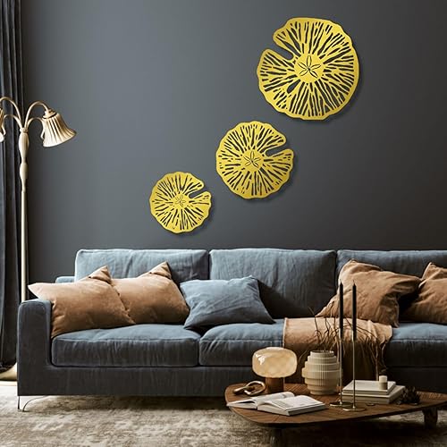Fayholy Arte de pared de metal, decoración geométrica de dólar de arena, arte de pared geométrico de metal, decoración de pared de metal, 3 piezas