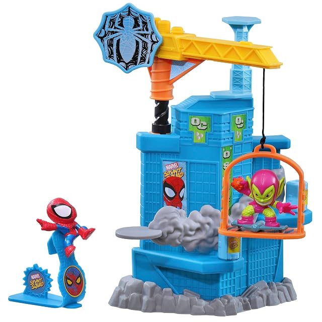 Marvel Hasbro Stunt Squad - Set de Juego Crane Smash con Spider-Man vs. Duende Verde, Figuras de superhéroes…