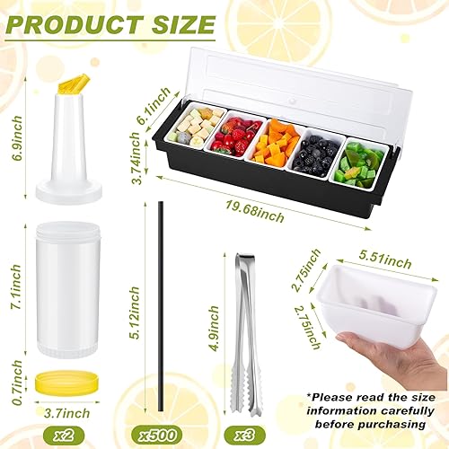 Miniatura 2 de Mifoci Kit de 23 piezas de suministros de barman bandeja para guarnición para camareros con tapa, organizador de barra de 3 niveles, 13 piezas,