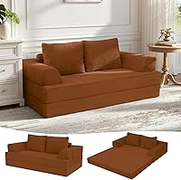 Vista 19 de COMAX Sofá Cama Convertible Queen, Sofá de Piso Plegable de Pana Sofá Cama Extraíble Futón Sleeper con Almohadas, Sofá Plegable Sin Huesos Cómodo