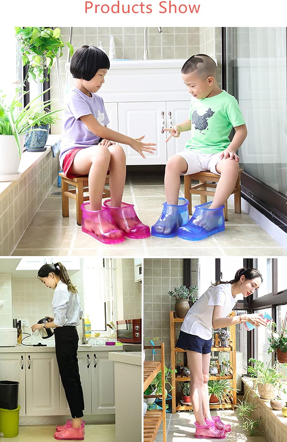 Massage Foot Bath Shoes Foot Bath Massager Movable Foot Soak Tub Pedicure Foot Spa Thermal Massage to Promote Blood Circulation Containing 20 Packs Bath Powder