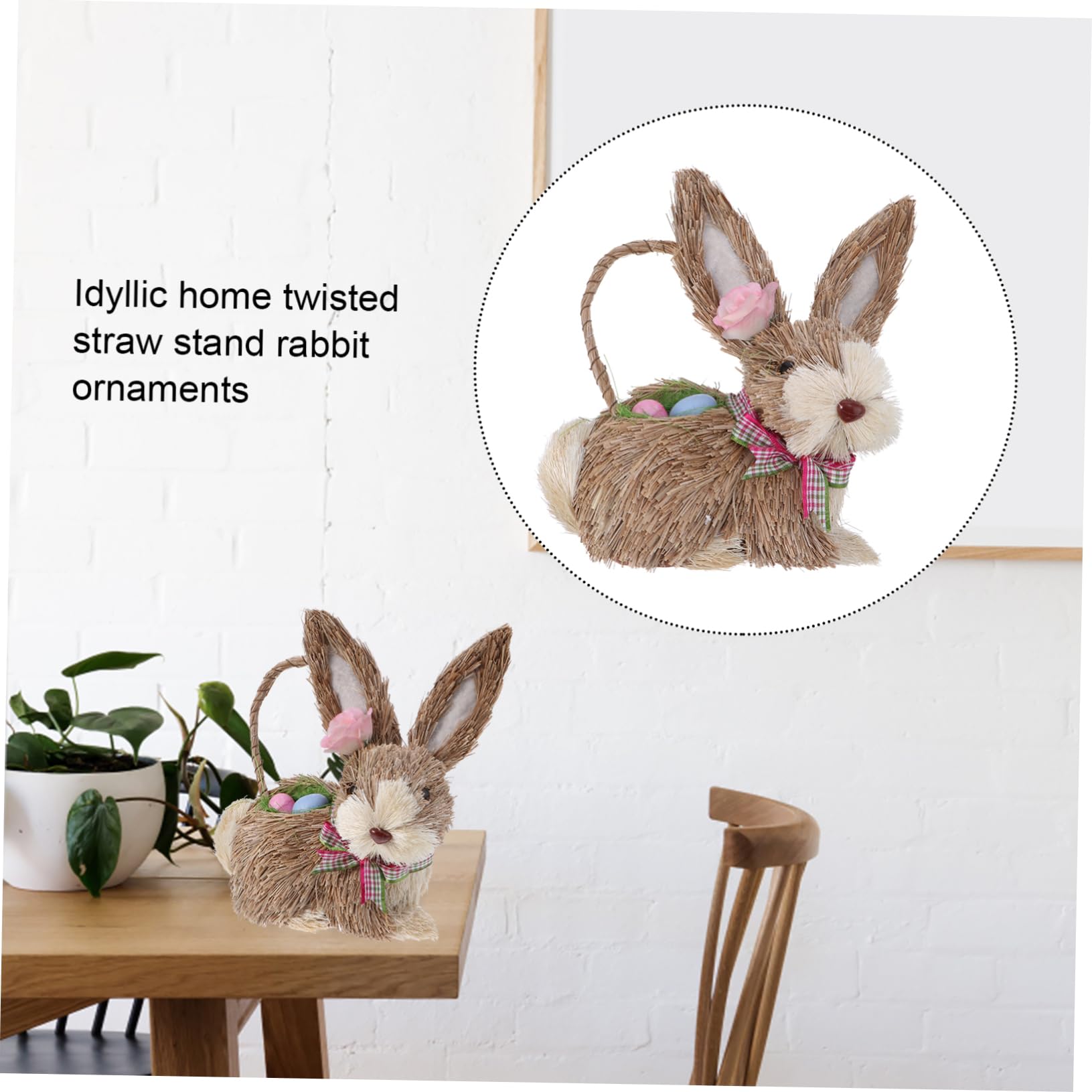 TOYANDONA 2 Pz Ornamento Di Coniglio Di Paglia Conigli in Miniatura Di Pasqua Giocattoli Per L'arricchimento Del Coniglio Paglia Naturale Intrecciata Artificiale Bambino Riempitivo Cannuccia