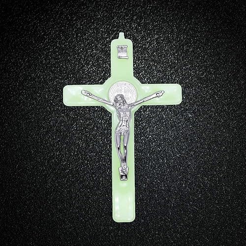 Miniatura 2 de HELYZQ Cristo Jesús Cruz Luminoso Resplandor en la Oscuridad Colgante Crucifijo Adornos Charms