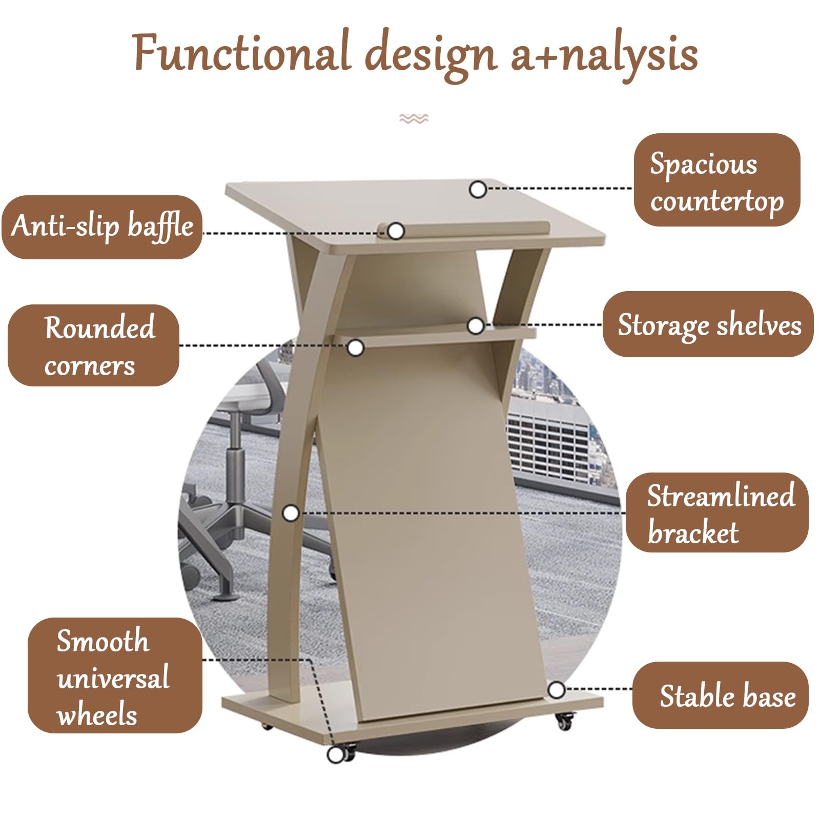 Pulpito versatile in legno per chiesa con ruote, podio per matrimoni, conferenze ed eventi, facile da riporre e trasportare