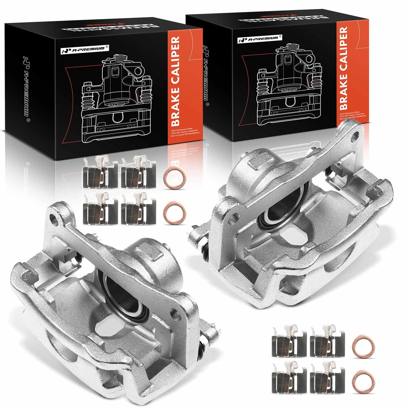 Pair Of Rear Left & Right Brake Calipers For Jaguar XJ12 (1974-1979), XJ6 (74-87), XJS (76-94) - Steel Pistons, Direct Fit