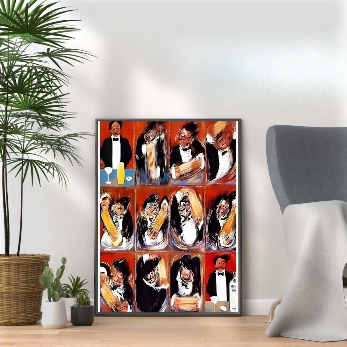 Guy Buffet The Making Of Perfect Martini Poster, Vintage Poster Wall Art Decor, Bar, Kitchen, Dining Room, A4 and A3 size options. Framed or only print options (A4 Print only)
