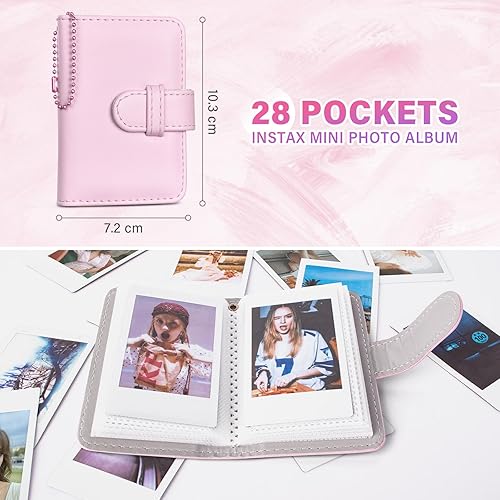 Miniatura 5 de Funda para cámara instantánea compatible con Fujifilm Instax Mini 12, adorable bolsa de piel sintética con lazo, incluye un mini álbum de fotos,
