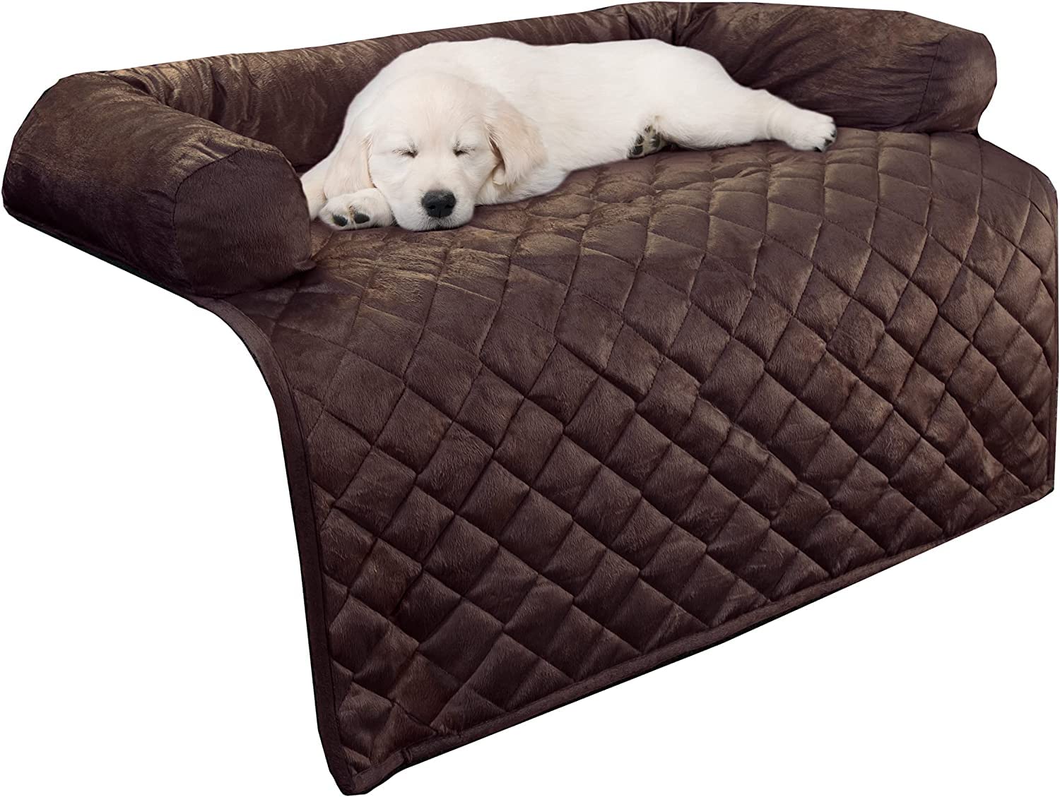 PAWSOME Couch Cover for Dogs Collection – Pet Furniture Protector with Neck Bolster, Quilted Velvet Fabric and Fiber Base Layer Brown (B0BQJXFKW6) Amazon Price History, Amazon Price Tracker
