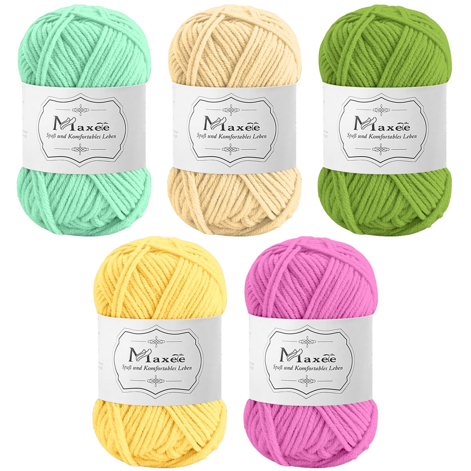 Maxee Häkelgarn 500g (50g*10 Farbe), Acryl Wolle Zum Stricken, Garn zum Häkeln und Stricken, Hand Knitting Yarn Set, Handstrickgarn Baumwollgarn für Häkeln, Wolle zum Stricken und Kunsthandwerk