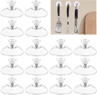 16 Stück Saugnapf mit Gewinde und Rändelmutter, M5Ø34mm Transparente Saugknöpfe Ohne Bohren,PVC-Saugnäpfe Extra Stark Saugnäpfe für Auto, Bäder，Fenster, Küchen, Dekoration